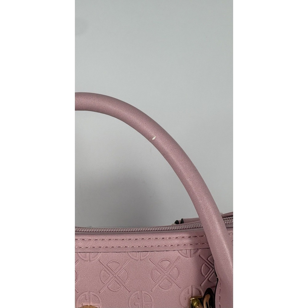 Giani Bernini Pink Signature Debossed Dome Satchel Hand Purse And Shoulder Strap - Picture 13 of 14